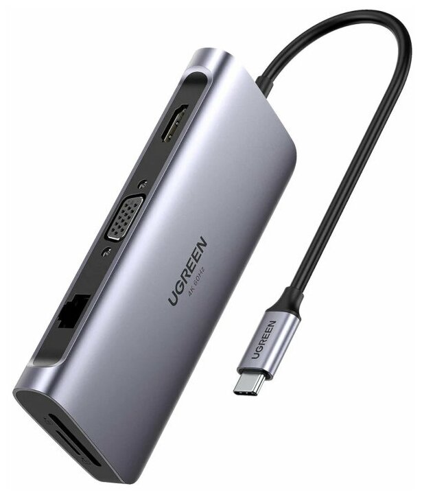 Адаптер UGREEN CM179 (70490) USB-C Multifunction Adapter. Цвет: серый космос