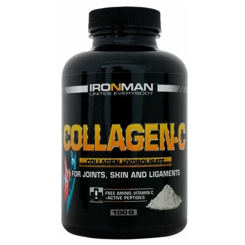 фото Гидролизат коллагена, порошок/ironman, collagen-c, 100г/для суставов, кожи и волос