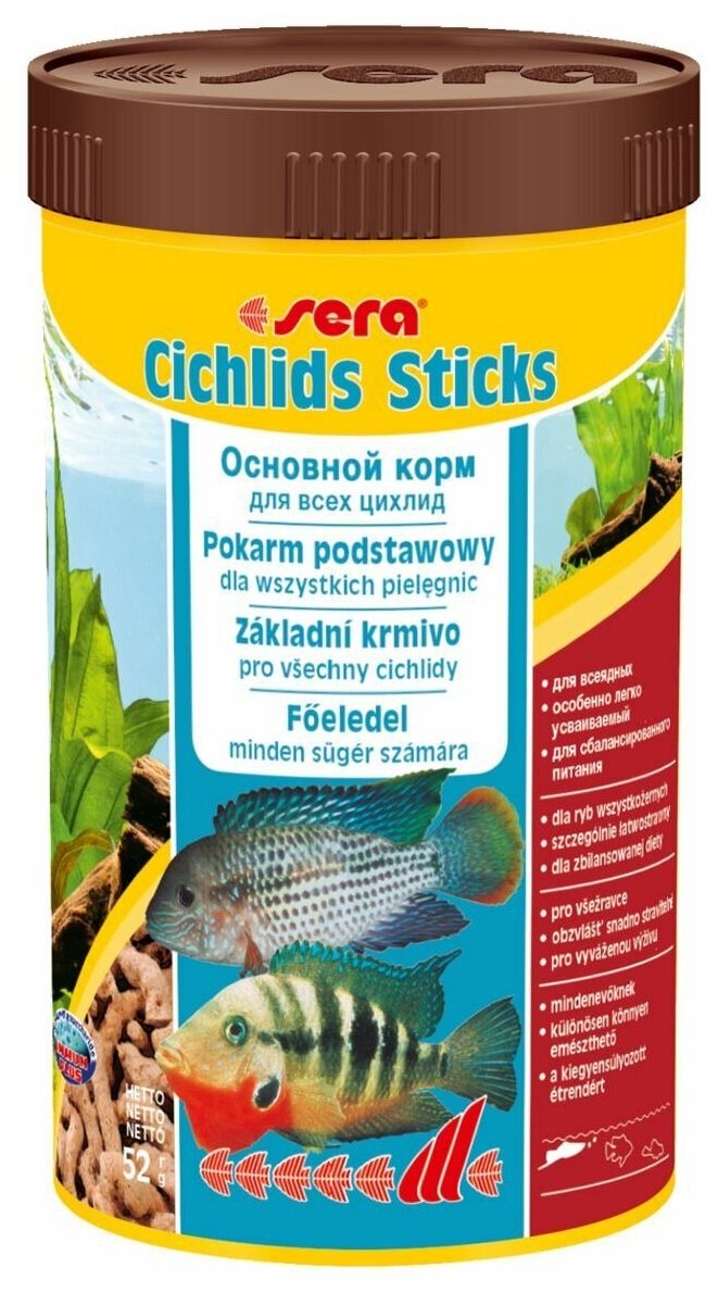 Корм для цихлид в палочках SeraCICHLIDs Sticks 250 мл 52 г - фотография № 4