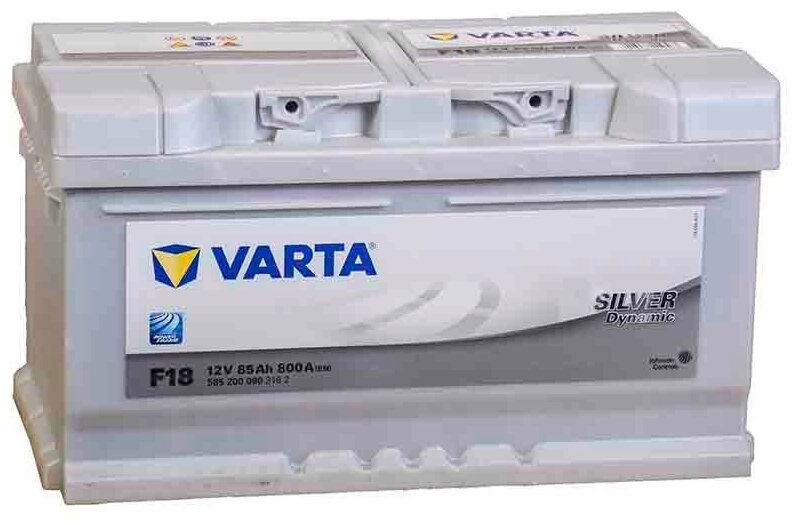 Аккумулятор автомобильный Varta Silver Dynamic F18 85 А/ч 800 A обр. пол. низкий Евро авто (315x175x175) 585200