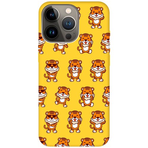 Силиконовый чехол на Apple iPhone 14 Pro Max / Эпл Айфон 14 Про Макс с рисунком Tigers Pattern Soft Touch желтый силиконовый чехол на apple iphone 14 pro эпл айфон 14 про с рисунком tigers pattern soft touch мятный