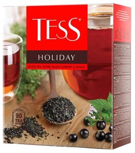 Фото Чай в пакетиках черный Tess Holiday с чабрецом и ароматом черной смородины, 90 шт