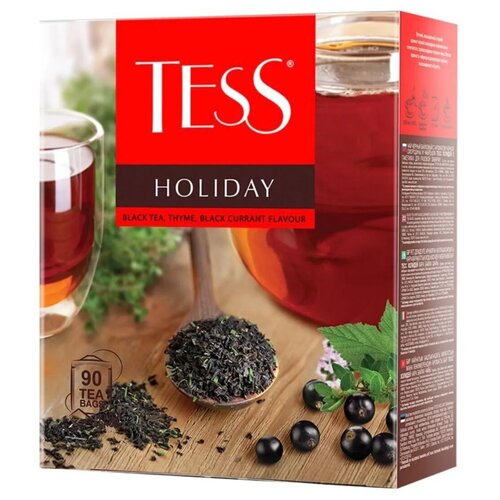 Чай в пакетиках черный Tess Holiday с чабрецом и ароматом черной смородины, 90 шт
