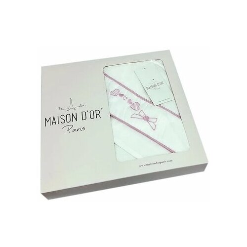 Maison Dor PAPILLON Полотенце детский конверт (уголок) махровый С вышивкой (хлопок 100%) 75*100 бел\розовый