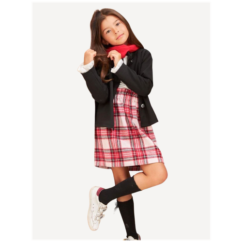 Костюм для девочки детский нарядный с юбкой в клетку одежда школьная форма пиджак с блузкой комплект
