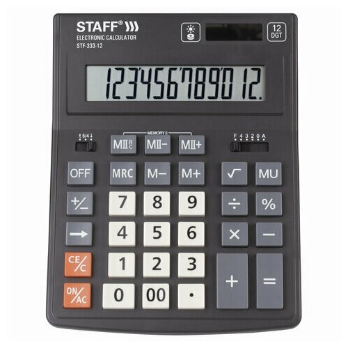 Калькулятор STAFF PLUS настольный STF-333, 12 разрядов, двойное питание, 200×154 мм