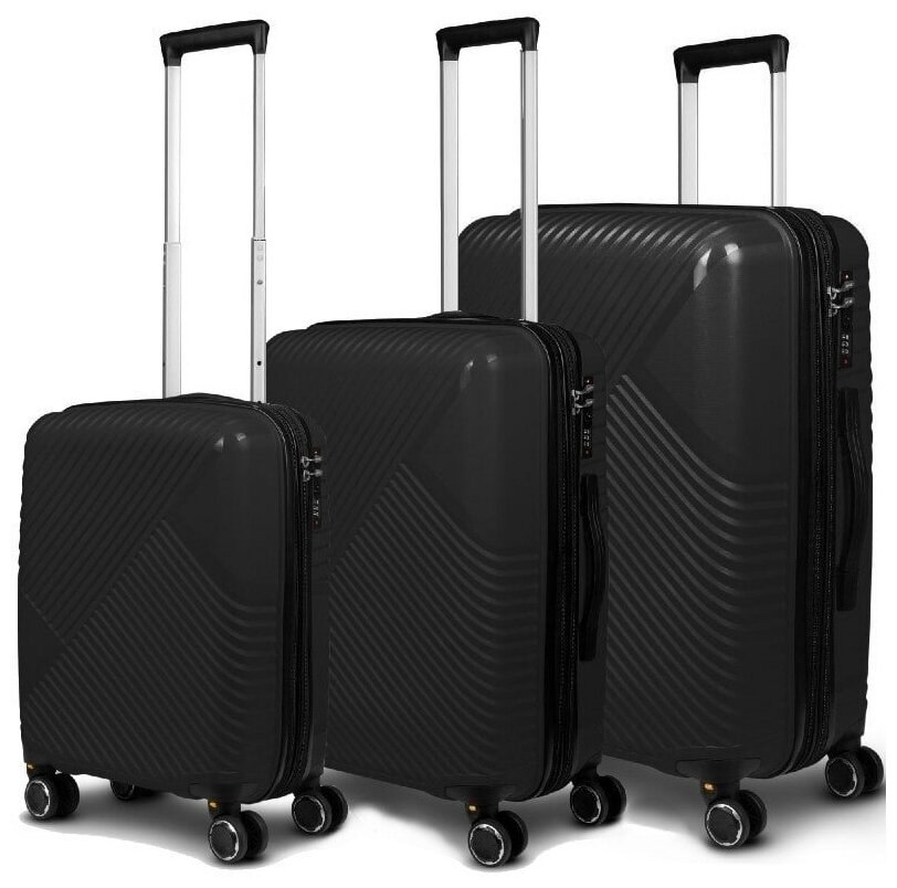 Impreza Delight DLX - Набор чемоданов черного цвета со съемными колесами и расширением
