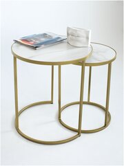 Комплект круглых журнальных столов из керамогранита Marble2GOLD, диаметры 45 и 35 см.
