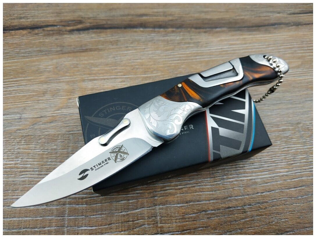 Нож Stinger, 165 мм, коричневый, подарочная упаковка - фото №4