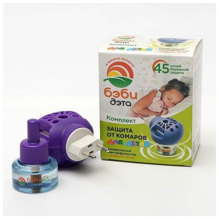 Комплект от комаров для детей Бэби Дэта: универсальный электрофумигатор + жидкость на 45 ночей - фотография № 8