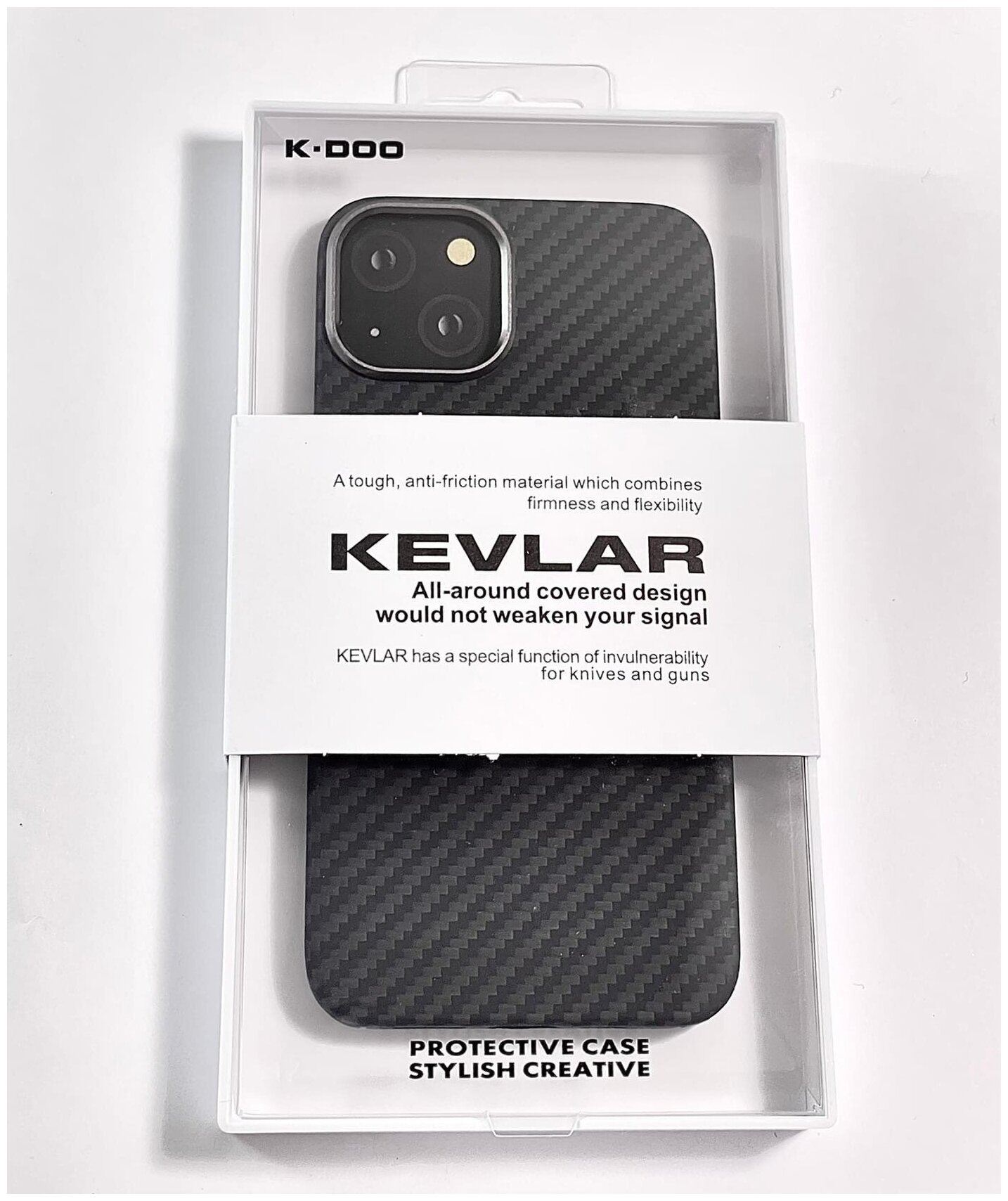 Чехол кевларовая накладка K-Doo KEVLAR для iPhone 13 6.1 черный