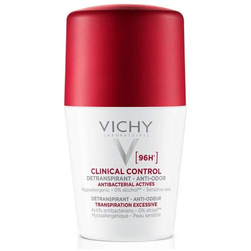 Дезодорант-антиперспирант шариковый Vichy Clinical Control против избыточного потоотделения. 50 мл дезодорант антиперспирант vichy clinical control 96 часов против избыточного потоотделения 50 мл