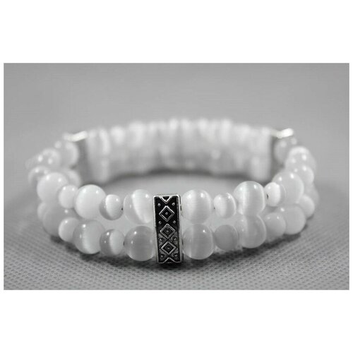 фото Handinsilver ( посеребриручку ) браслет из белого камня кошачий глаз 8мм