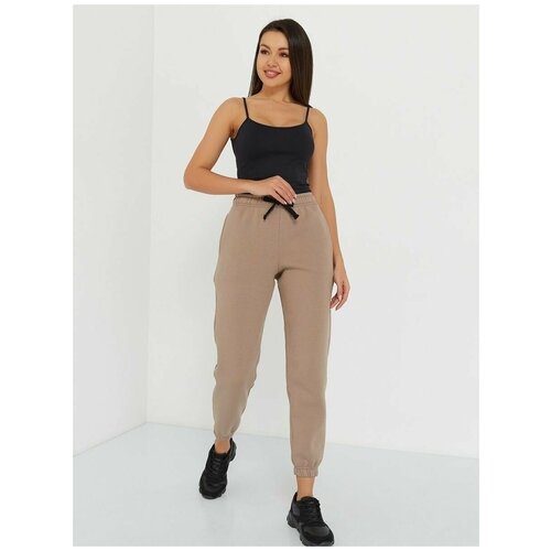фото Брюки джоггеры az, оверсайз силуэт, спортивный стиль, утепленные, размер 42, бежевый