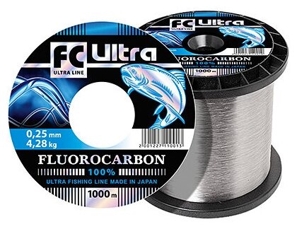 Леска для рыбалки AQUA FC Ultra Fluorocarbon 100% 0,25mm 1000m