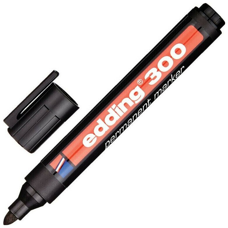 Набор маркеров Маркер перманентный EDDING E-300/1, черный, 1,5-3мм круглый наконечник 2 штуки