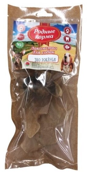 Лакомство для собак Родные Корма для собак ухо говяжье сушеное в дровяной печи (1 шт в упаковке)