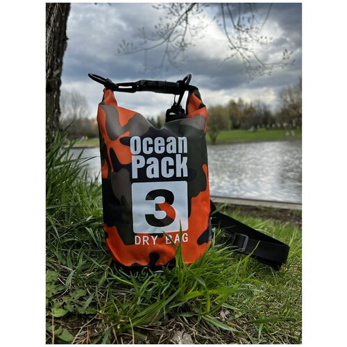 фото Водонепроницаемая сумка-мешок (гермомешок) ocean pack, 3 литра, оранжевая камуфляжная