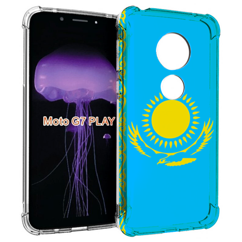 Чехол MyPads флаг Казахстана-1 для Motorola Moto G7 Play задняя-панель-накладка-бампер