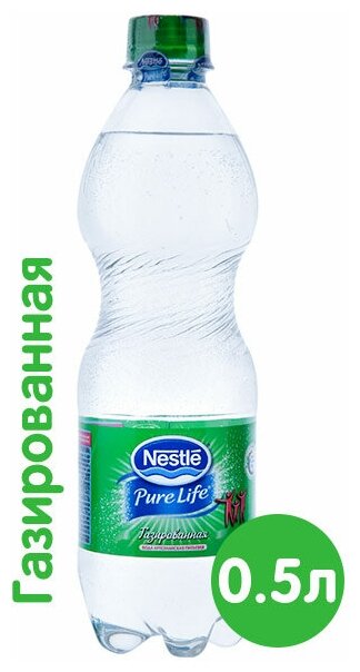 Артезианская вода Nestle Pure Life / Нестле Пьюр Лайф газированная, ПЭТ 0.5 л (12 штук)