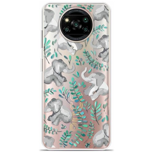 Силиконовый чехол на Poco X3 Pro Узор из слонов / для Поко Икс 3 Про