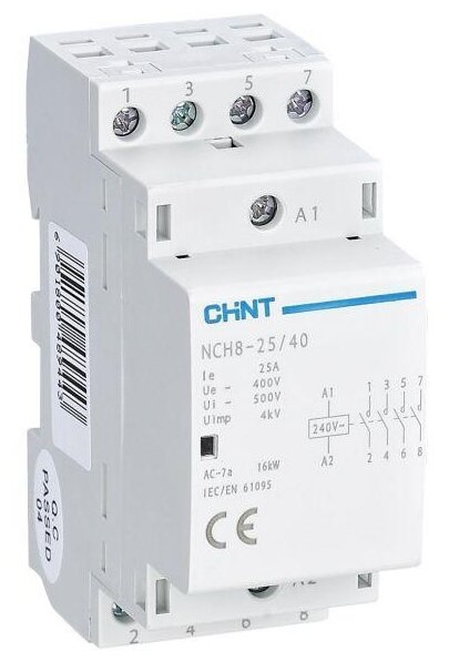 CHINT Контактор модульный NCH8-25/40 25A 4НО AC220/230В 50Гц (R)(CHINT) 256089 - фотография № 1