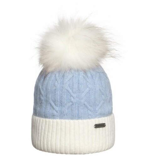фото Шапка андерсен для девочки с помпоном голубой 54-56