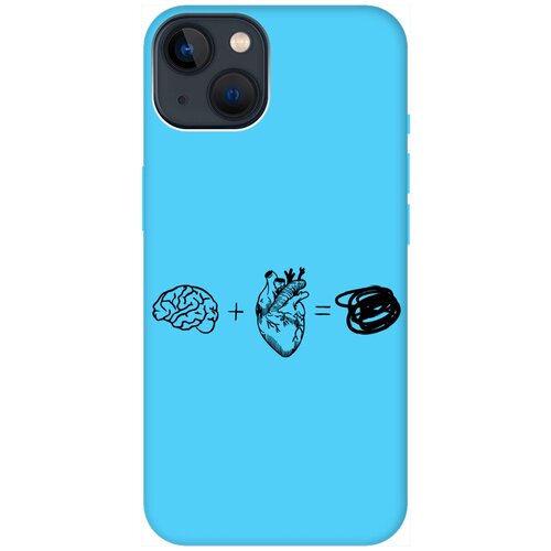 Силиконовый чехол на Apple iPhone 14 / Эпл Айфон 14 с рисунком Brain Plus Heart Soft Touch голубой силиконовый чехол на apple iphone 14 эпл айфон 14 с рисунком heart soft touch красный