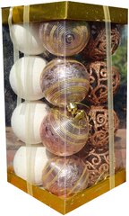 Набор елочных шаров Bikson 2842, белый/золотой/бронзовый, 6 см, 16 шт.