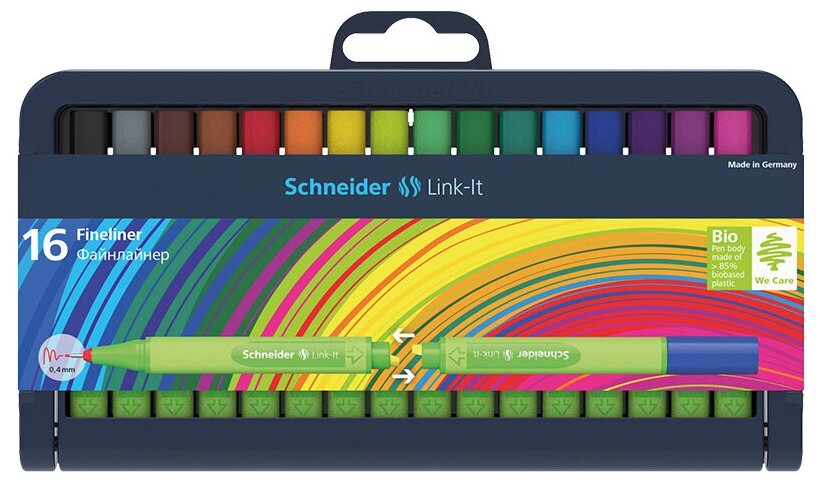 Набор капиллярных ручек Schneider "Link-It" 16цв, 0,4мм, европодвес