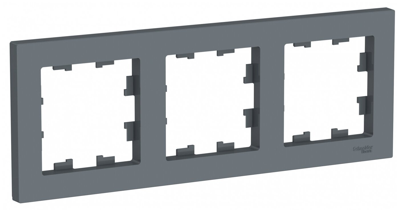 Рамка для розетки выключателя тройная Schneider Electric (Systeme Electric) Atlas Design Антибактериальное покрытие Грифель ATN000703 2шт - фотография № 1