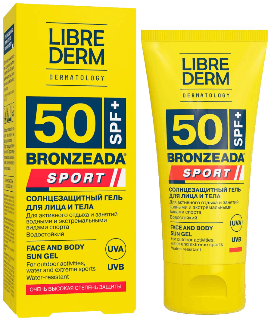 LIBREDERM Гель cолнцезащитный для лица и тела Bronzeada Sport, SPF50, 50 мл, Librederm