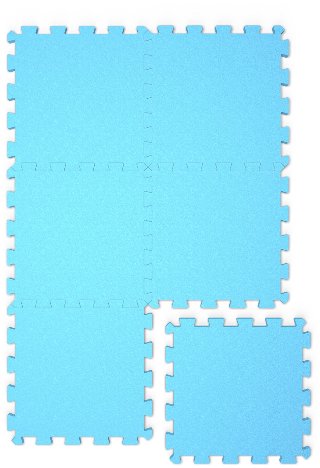 Коврик-пазл мягкий напольный складной Голубой 6 элементов 132х88 см