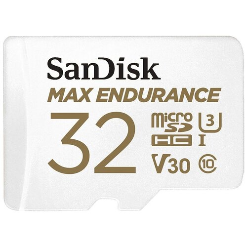 Карта памяти SanDisk microSDHC 32GB Max Endurance Class 10 UHS-I U3 V30 + SD адаптер (SDSQQVR-032G-GN6IA)