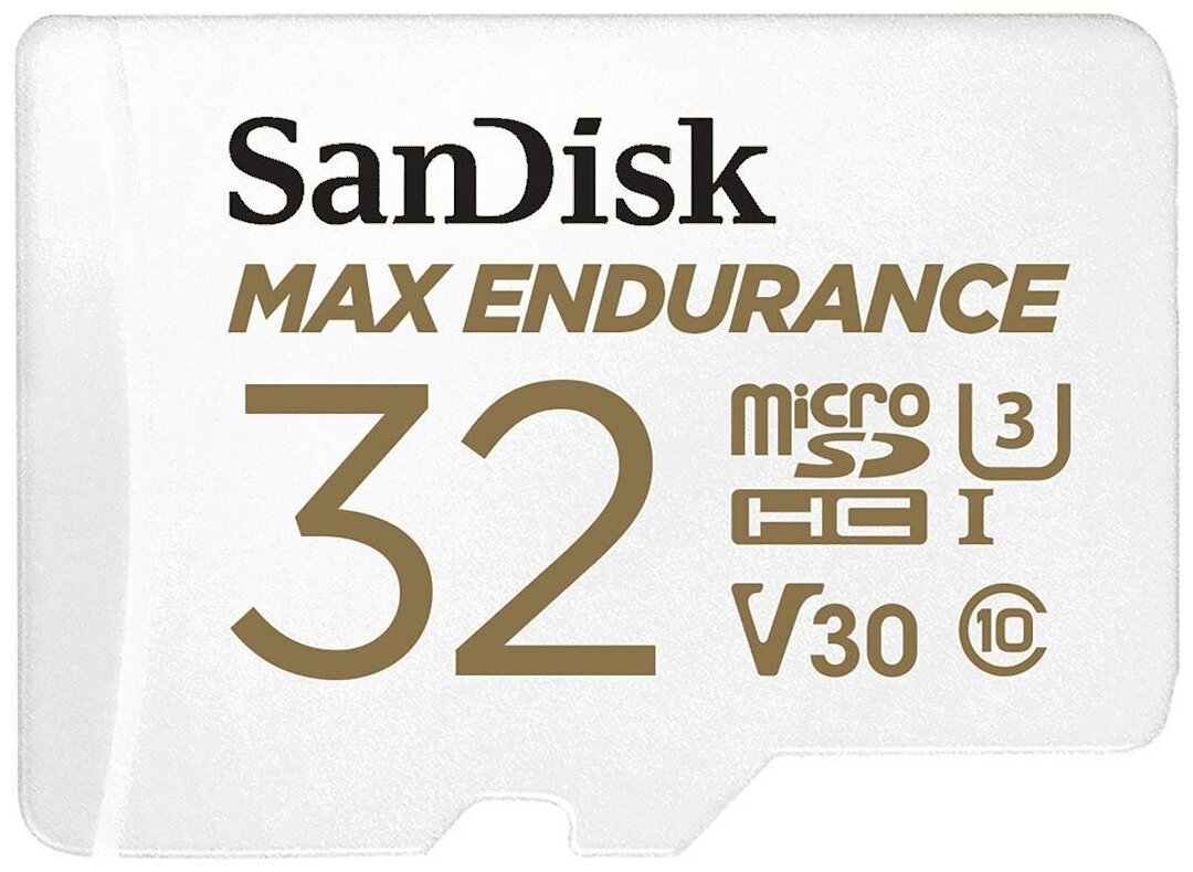 Карта памяти SanDisk microSDHC 32GB Max Endurance Class 10 UHS-I U3 V30 + SD адаптер (SDSQQVR-032G-GN6IA)