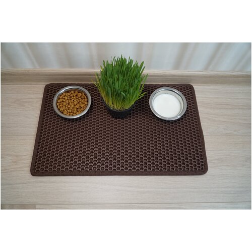 Коврик под миску 30*50 см для кошек и собак (цвет серый, ячейка сота)