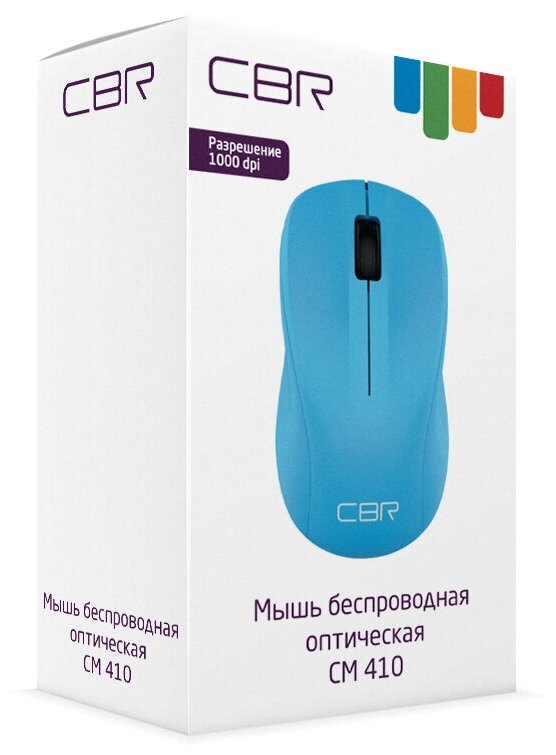 Мышь беспроводная CBR CM 410, 1000 dpi, USB, голубой