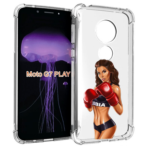 Чехол MyPads девушка-в-боксерских-перчатках женский для Motorola Moto G7 Play задняя-панель-накладка-бампер