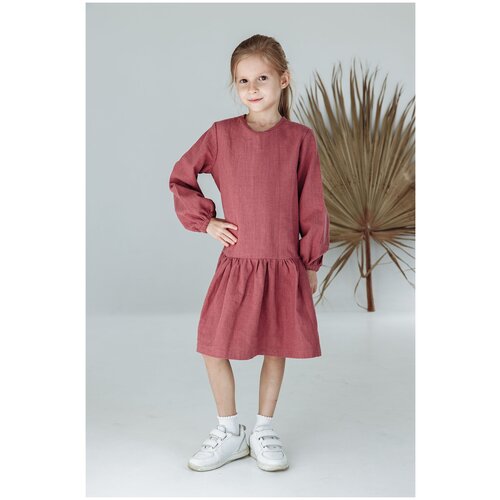 фото Школьное платье kinfolk clothes, нарядное, однотонное, размер 98, розовый