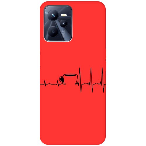 Матовый чехол Coffee Cardiogram для Realme C35 / Рилми С35 с 3D эффектом красный матовый чехол scratchy and wall для realme c35 рилми с35 с 3d эффектом красный