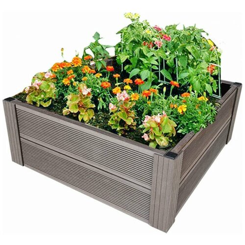 Грядка из ДПК Патио Квадрат 2 ( Теплая грядка ) 29х100х100 см. Углы и борта из ДПК