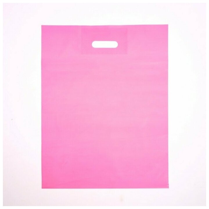 Пакет полиэтиленовый с вырубной ручкой, Розовый 30-40 См, 50 мкм - фотография № 1