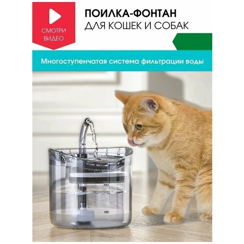 Автоматическая поилка для кошек, фонтан объемом 1.8 литра с фильтром, автопоилка для кошек