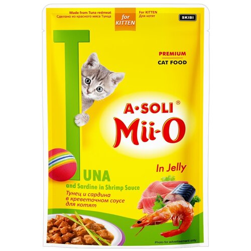 A-Soli Mii-O д/котят пауч Тунец и сардины в креветочном соусе 80гр