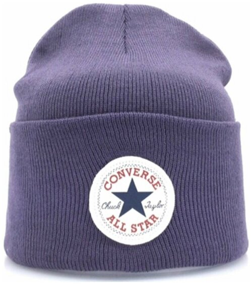 Шапка бини Converse, демисезон/зима, вязаная, размер one size, фиолетовый