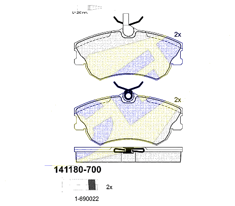 ICER 141180-700 (6025315867 / 6025370398 / 6025407835) колодки дисковые передние \ Renault (Рено) Espace (Эспейс) 2.0i