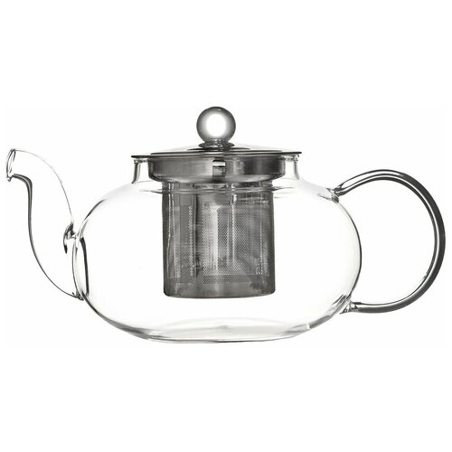 Стеклянный заварочный чайник с металлическим ситечком, 600 мл
