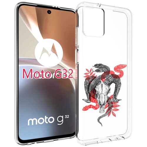 Чехол MyPads змея в черепе рисунок для Motorola Moto G32 задняя-панель-накладка-бампер чехол задняя панель накладка бампер mypads змея в черепе рисунок для motorola moto e5 play противоударный