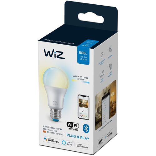 Лампа светодиодная WiZ Wi-Fi BLE 60W A60E27927-65TW1PF/6