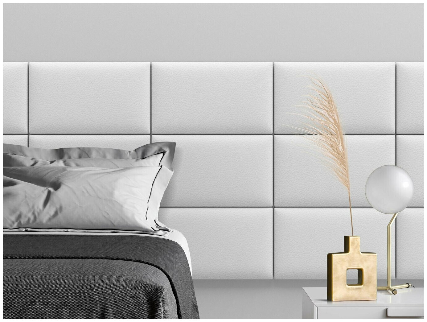 Мягкое изголовье кровати Eco Leather White 30х50 см 4 шт.